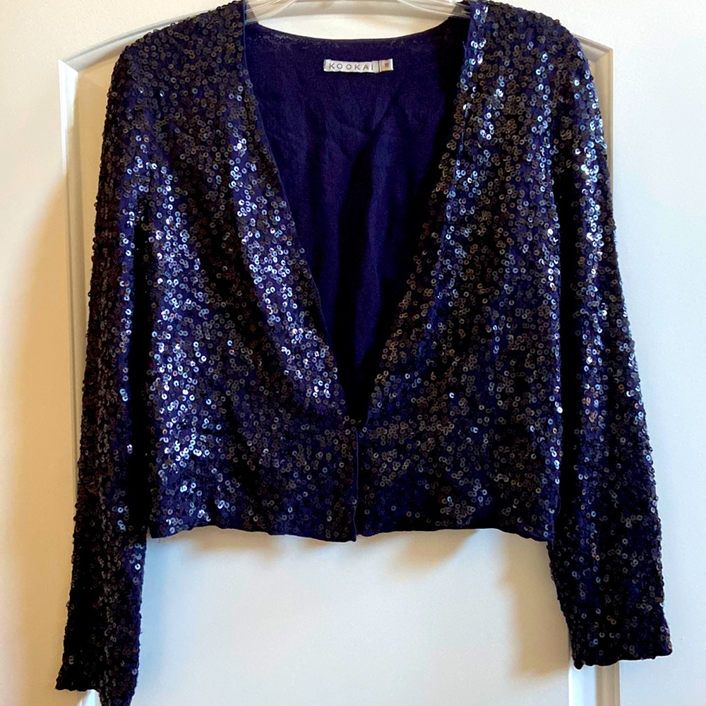 Navy sequin short shrug/bolero